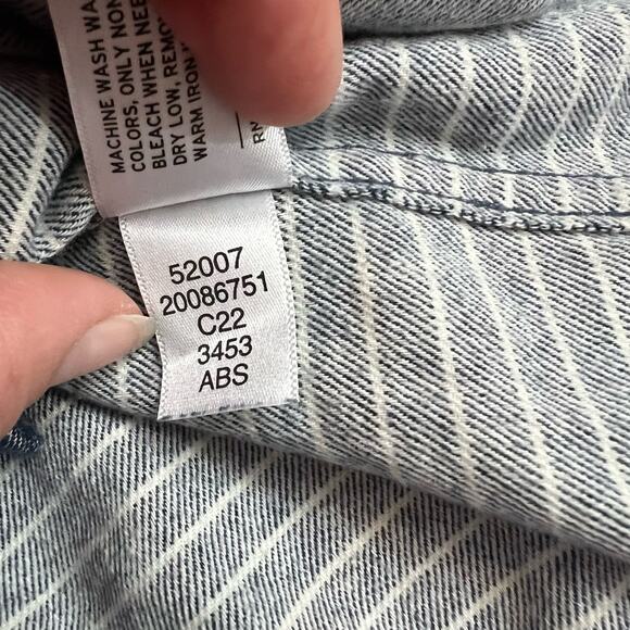 Duluth Trading Shirt Mens Large Tall Free Swingin Flannel Relaxed Stripe Blue - Picture 6 of 8